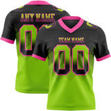 Custom Black Neon Green-Pink Mesh Authentic Gradient Square Shape 7V7 Flag Football Jersey