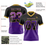 Custom Black Purple-Old Gold Mesh Authentic Gradient Square Shape 7V7 Flag Football Jersey
