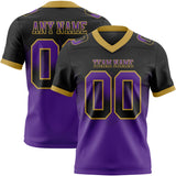 Custom Black Purple-Old Gold Mesh Authentic Gradient Square Shape 7V7 Flag Football Jersey