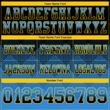 Custom Black Powder Blue-Yellow Mesh Authentic Gradient Square Shape 7V7 Flag Football Jersey