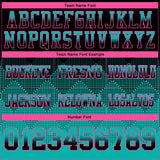 Custom Black Aqua-Pink Mesh Authentic Gradient Square Shape 7V7 Flag Football Jersey
