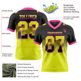 Custom Black Neon Yellow-Pink Mesh Authentic Gradient Square Shape 7V7 Flag Football Jersey