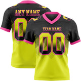 Custom Black Neon Yellow-Pink Mesh Authentic Gradient Square Shape 7V7 Flag Football Jersey