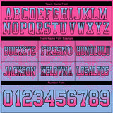Custom Pink Light Blue-Black Mesh Authentic Gradient Square Shape 7V7 Flag Football Jersey