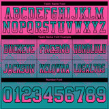 Custom Pink Teal-Black Mesh Authentic Gradient Square Shape 7V7 Flag Football Jersey