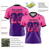 Custom Pink Purple-Black Mesh Authentic Gradient Square Shape 7V7 Flag Football Jersey