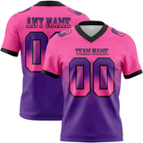 Custom Pink Purple-Black Mesh Authentic Gradient Square Shape 7V7 Flag Football Jersey