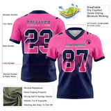 Custom Pink Navy-White Mesh Authentic Gradient Square Shape 7V7 Flag Football Jersey