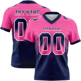 Custom Pink Navy-White Mesh Authentic Gradient Square Shape 7V7 Flag Football Jersey