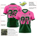 Custom Pink Green-White Mesh Authentic Gradient Square Shape 7V7 Flag Football Jersey