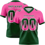 Custom Pink Green-White Mesh Authentic Gradient Square Shape 7V7 Flag Football Jersey