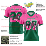 Custom Pink Kelly Green-White Mesh Authentic Gradient Square Shape 7V7 Flag Football Jersey