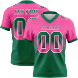 Custom Pink Kelly Green-White Mesh Authentic Gradient Square Shape 7V7 Flag Football Jersey