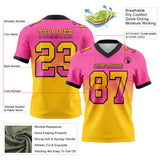 Custom Pink Yellow-Black Mesh Authentic Gradient Square Shape 7V7 Flag Football Jersey