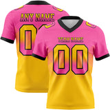 Custom Pink Yellow-Black Mesh Authentic Gradient Square Shape 7V7 Flag Football Jersey