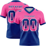 Custom Pink Royal-White Mesh Authentic Gradient Square Shape 7V7 Flag Football Jersey