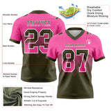 Custom Pink Olive-White Mesh Authentic Gradient Square Shape 7V7 Flag Football Jersey