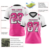 Custom White Pink-Black Mesh Authentic Gradient Square Shape 7V7 Flag Football Jersey