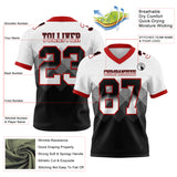 Custom White Black-Red Mesh Authentic Gradient Square Shape 7V7 Flag Football Jersey