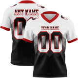 Custom White Black-Red Mesh Authentic Gradient Square Shape 7V7 Flag Football Jersey