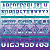 Custom White Purple-Teal Mesh Authentic Gradient Square Shape 7V7 Flag Football Jersey