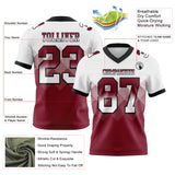 Custom White Crimson-Black Mesh Authentic Gradient Square Shape 7V7 Flag Football Jersey
