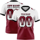 Custom White Crimson-Black Mesh Authentic Gradient Square Shape 7V7 Flag Football Jersey