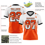 Custom White Orange-Black Mesh Authentic Gradient Square Shape 7V7 Flag Football Jersey