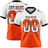 Custom White Orange-Black Mesh Authentic Gradient Square Shape 7V7 Flag Football Jersey