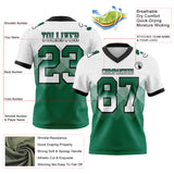 Custom White Kelly Green-Black Mesh Authentic Gradient Square Shape 7V7 Flag Football Jersey