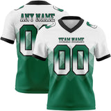 Custom White Kelly Green-Black Mesh Authentic Gradient Square Shape 7V7 Flag Football Jersey