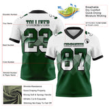 Custom White Green-Black Mesh Authentic Gradient Square Shape 7V7 Flag Football Jersey
