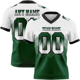 Custom White Green-Black Mesh Authentic Gradient Square Shape 7V7 Flag Football Jersey