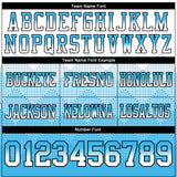 Custom White Sky Blue-Black Mesh Authentic Gradient Square Shape 7V7 Flag Football Jersey