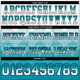 Custom White Teal-Black Mesh Authentic Gradient Square Shape 7V7 Flag Football Jersey