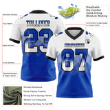 Custom White Thunder Blue-Black Mesh Authentic Gradient Square Shape 7V7 Flag Football Jersey