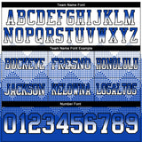 Custom White Thunder Blue-Black Mesh Authentic Gradient Square Shape 7V7 Flag Football Jersey