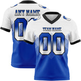 Custom White Thunder Blue-Black Mesh Authentic Gradient Square Shape 7V7 Flag Football Jersey