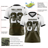 Custom White Olive-Black Mesh Authentic Gradient Square Shape 7V7 Flag Football Jersey