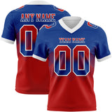 Custom Royal Red-White Mesh Authentic Gradient Square Shape 7V7 Flag Football Jersey