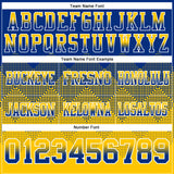 Custom Royal Yellow-White Mesh Authentic Gradient Square Shape 7V7 Flag Football Jersey