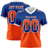 Custom Royal Orange-White Mesh Authentic Gradient Square Shape 7V7 Flag Football Jersey