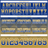Custom Royal Old Gold-White Mesh Authentic Gradient Square Shape 7V7 Flag Football Jersey