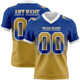 Custom Royal Old Gold-White Mesh Authentic Gradient Square Shape 7V7 Flag Football Jersey