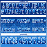 Custom Royal Powder Blue-White Mesh Authentic Gradient Square Shape 7V7 Flag Football Jersey