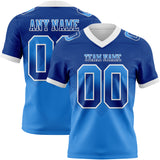 Custom Royal Powder Blue-White Mesh Authentic Gradient Square Shape 7V7 Flag Football Jersey