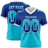 Custom Royal Lakes Blue-White Mesh Authentic Gradient Square Shape 7V7 Flag Football Jersey