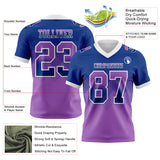 Custom Royal Medium Purple-White Mesh Authentic Gradient Square Shape 7V7 Flag Football Jersey