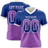 Custom Royal Medium Purple-White Mesh Authentic Gradient Square Shape 7V7 Flag Football Jersey
