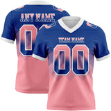 Custom Royal Medium Pink-White Mesh Authentic Gradient Square Shape 7V7 Flag Football Jersey